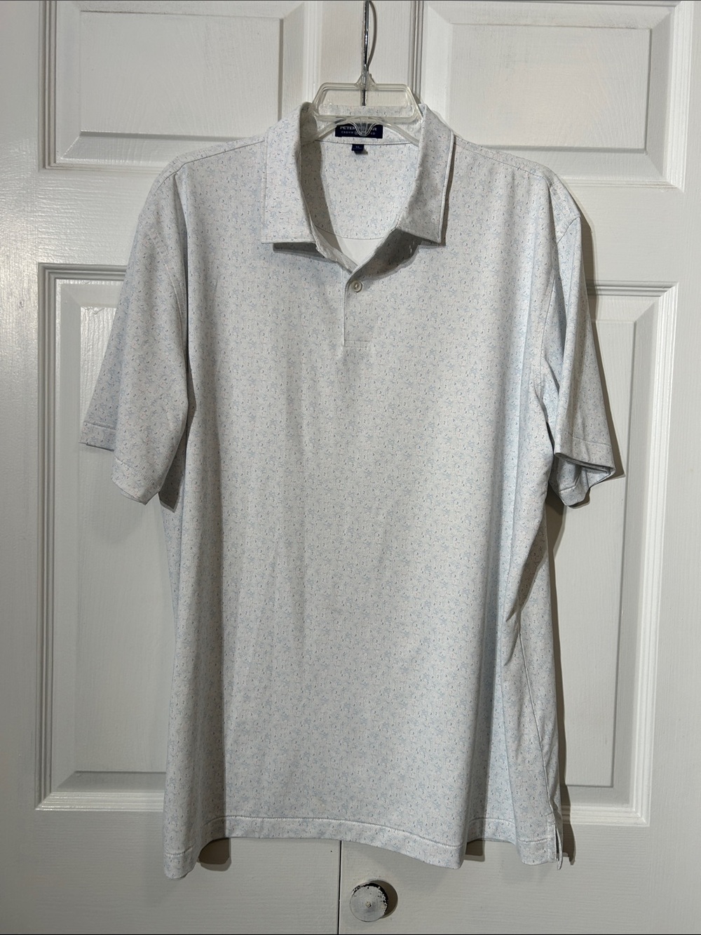 Peter Millar Light White Multicolor Polo Shirt with Subtle Print Size XL